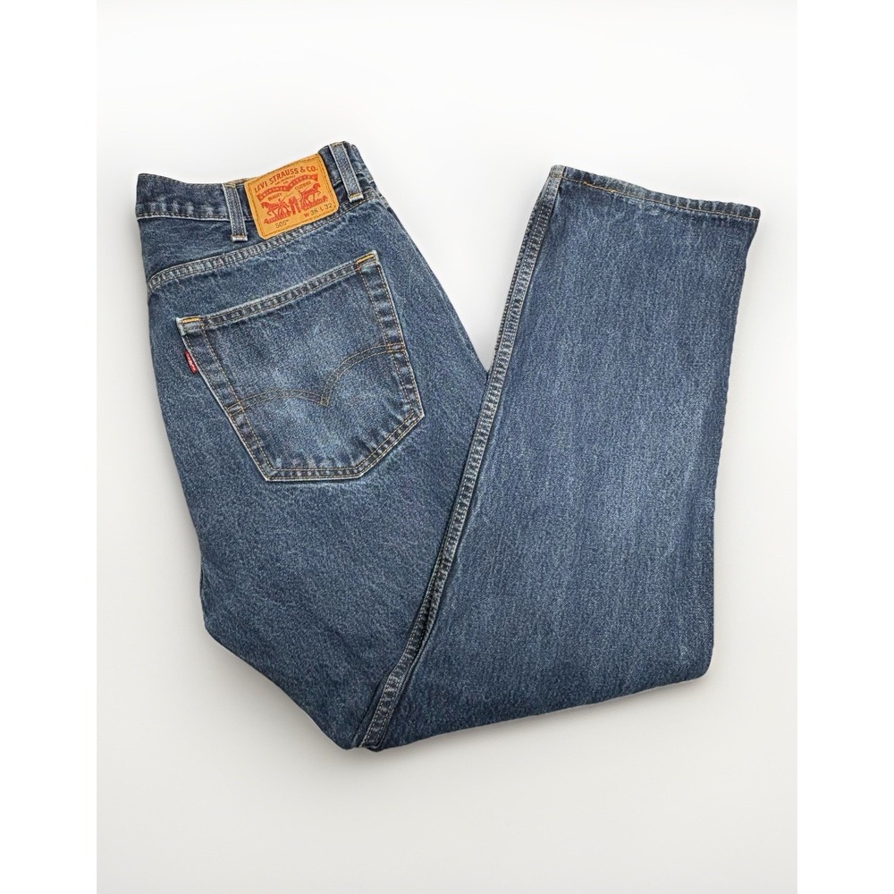Levi's 505 Blue Denim Regular Fit Men's Size 38 X 32 Red Tab‎ Straight Leg Jeans